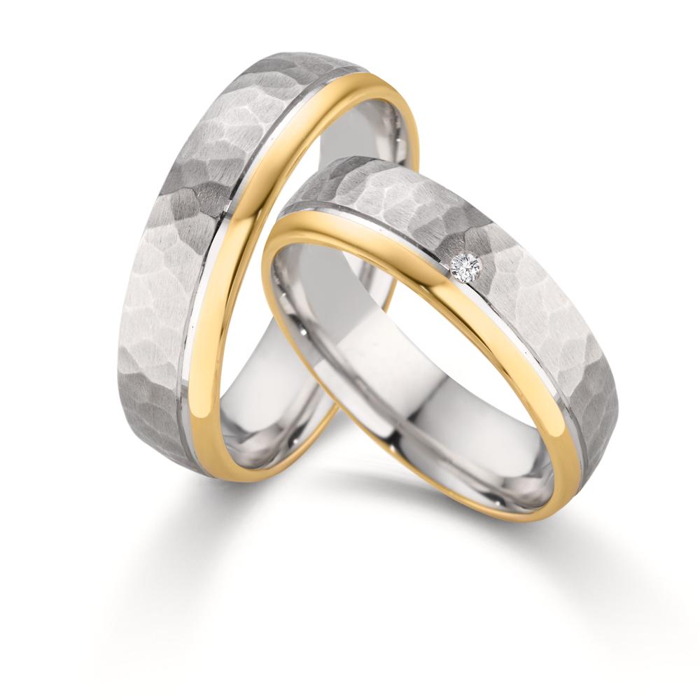 Partnerring Silber, 585/14 K Rosegold bicolor