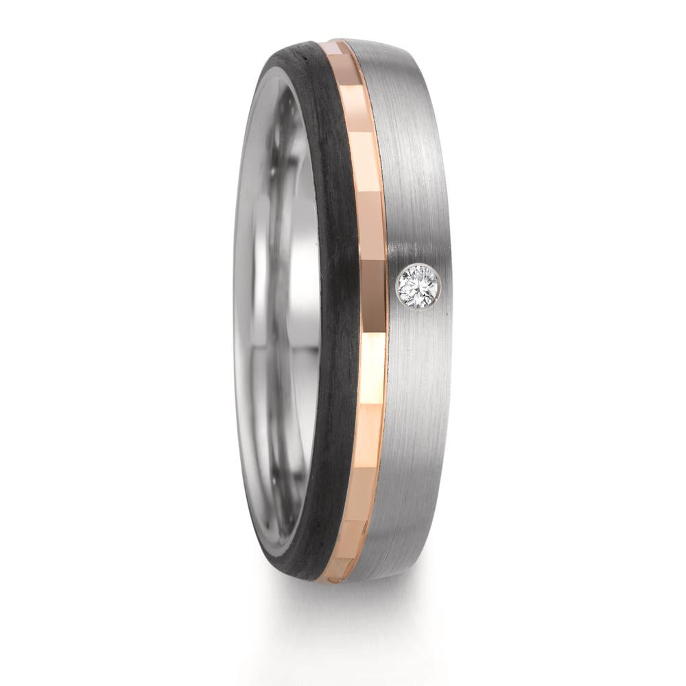 Alliance Acier inoxydable, Or rouge 9K Diamant 0.02 ct, w-si