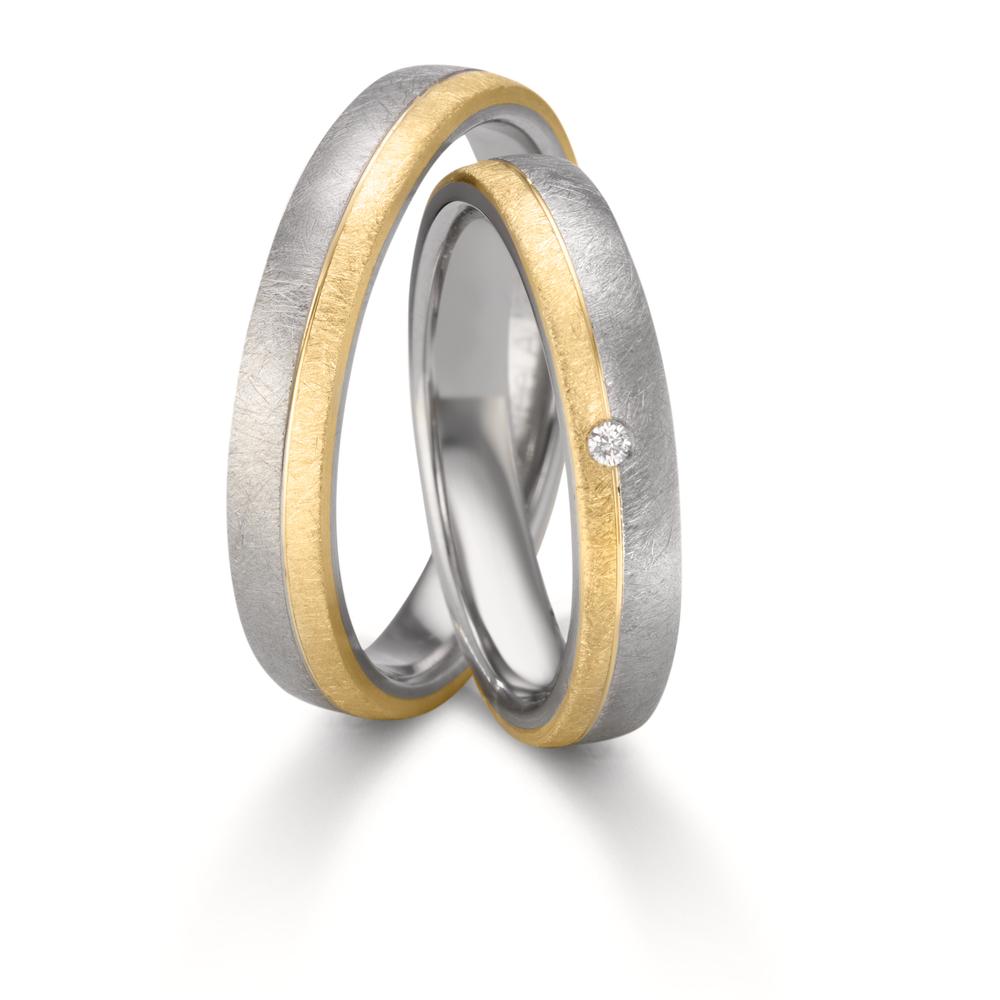 Partnerring Edelstahl, 375/9 K Gelbgold