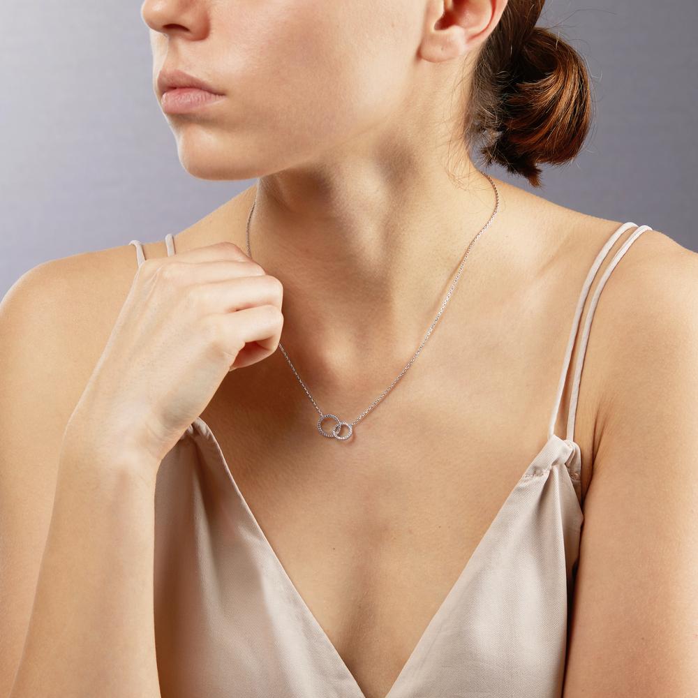 Collier Silber Zirkonia rhodiniert 40-42 cm verstellbar