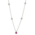 Collier 750/18 K Weissgold Diamant 0.14 ct, 4 Steine, w-si, Rubin 42-45 cm verstellbar