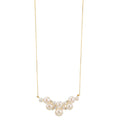 Collier 750/18 K gult guld diamant 0.08 ct, 4 stenar, w-si Sötvattensodlad pärla, 12 Pärlor 3.5-6.5 mm 42-45 cm