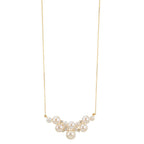 Collier 750/18 K gult guld diamant 0.08 ct, 4 stenar, w-si Sötvattensodlad pärla, 12 Pärlor 3.5-6.5 mm 42-45 cm