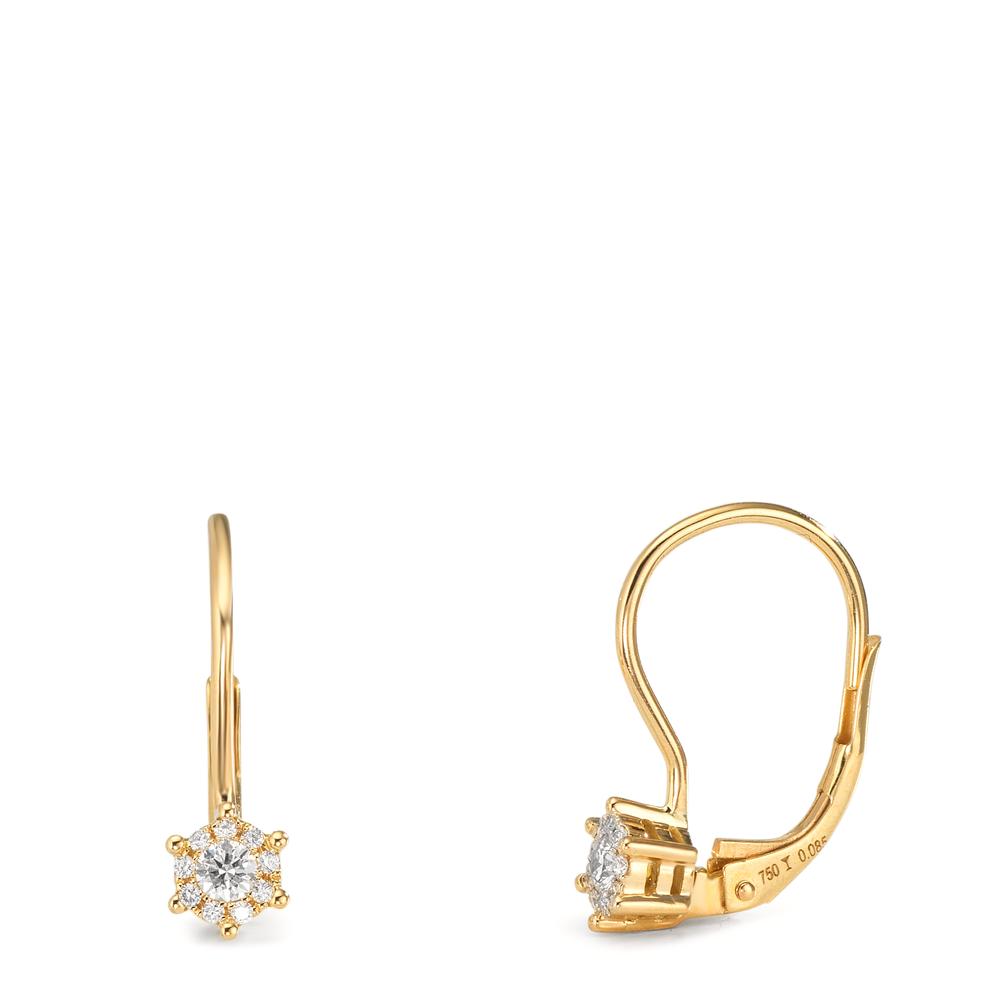 Pendientes 750/oro amarillo de 18 quilates Diamante 0.17 ct, 2 piedras, w-si