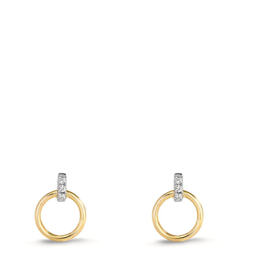 Ohrstecker 375/9 K Gelbgold, 375/9 K Weissgold Zirkonia 6 Steine