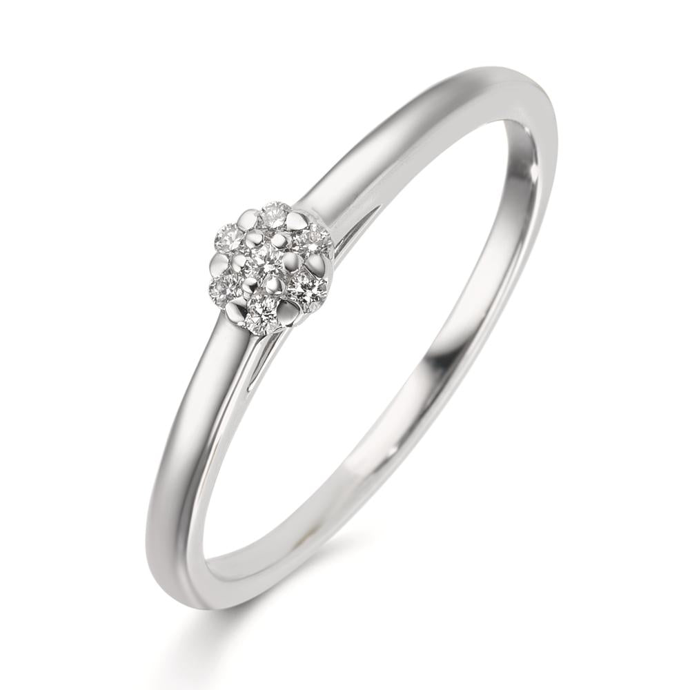 Bague Or blanc 18K Diamant 0.06 ct, 7 Pierres, w-si