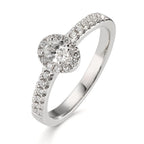 Fingerring 750/18 K Weissgold Diamanten 0.37 ct, w-si