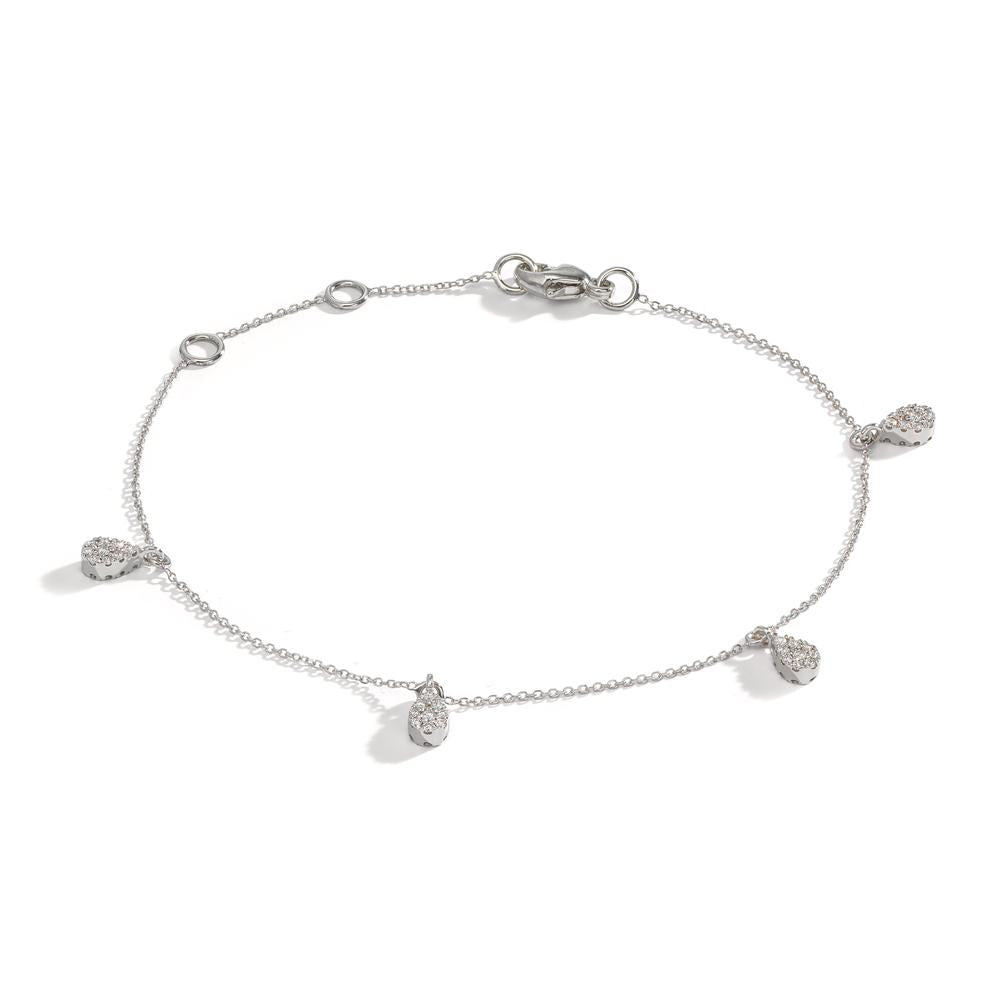 Armband 750/18 K Weissgold Diamant 0.32 ct, 36 Steine, w-si Tropfen 16-19 cm verstellbar