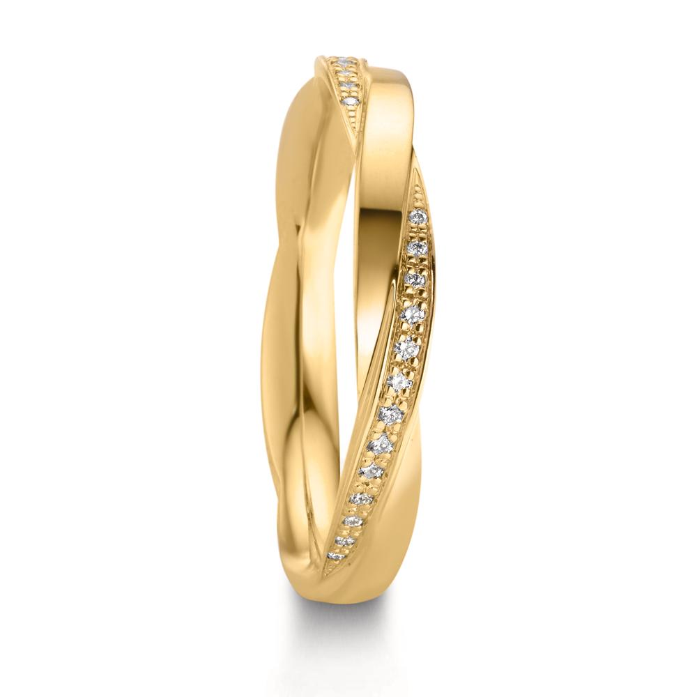 Partnerring 750/18 K gult guld diamant 0.12 ct, 39 stenar, w-vsi