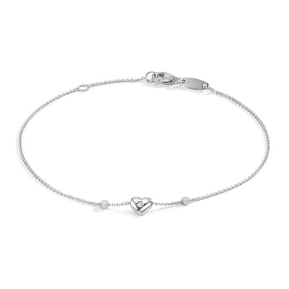 Armband 750/18 K Weissgold Zirkonia 2 Steine Herz verstellbar