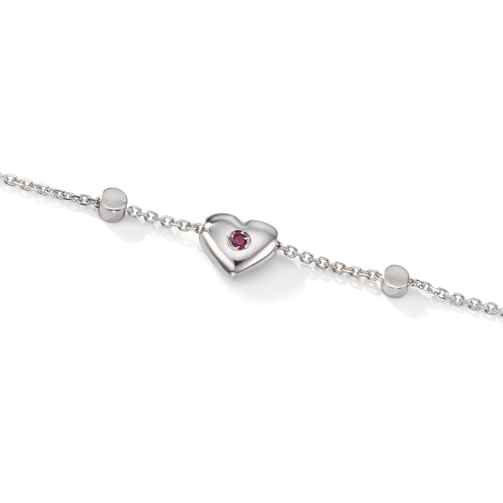 Bracelet Or blanc 18K Zircone 2 Pierres Coeur