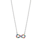 Necklace Silver Zirconia Colorful Rhodium plated Infinity 42-45 cm
