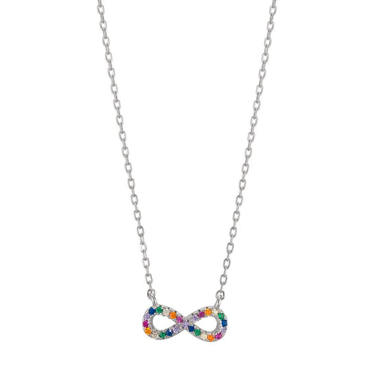 Necklace Silver Zirconia Colorful Rhodium plated Infinity 42-45 cm