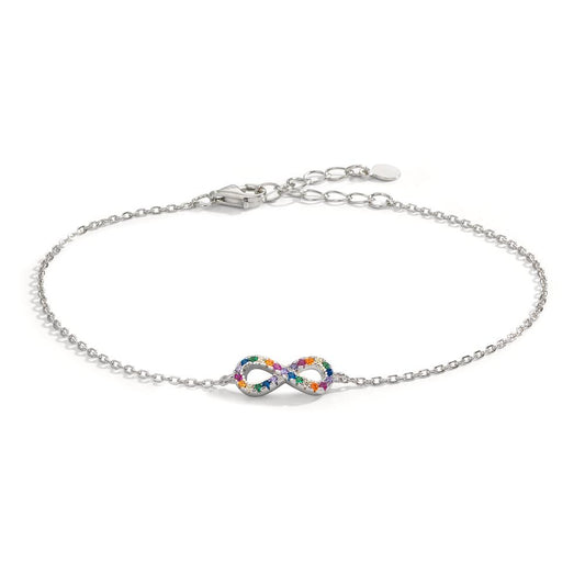 Bracelet Argent Zircone coloré Rhodié Infini 16-20 cm