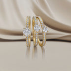 Solitär Ring 750/18 K Gelbgold Diamant 0.34 ct, 17 Steine, w-si