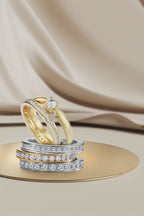 Memory Ring 750/18 K Gelbgold Diamant weiss, 1 ct, 33 Steine, Brillantschliff, w-si